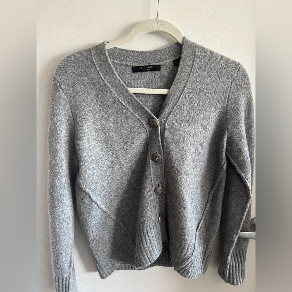 AllSaints Gray button cardigan
